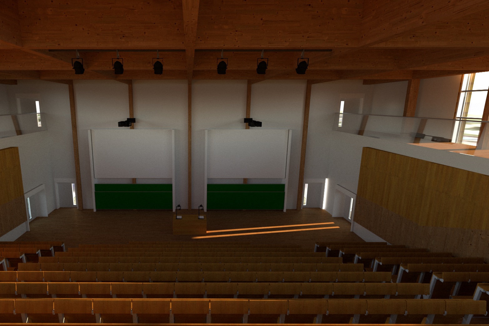 HSBO H9 Hörsaal Beleuchtung Projektion Beschallung Alarmierung Tageslichtsimulation university auditorium projection sound system alam lighting simulation