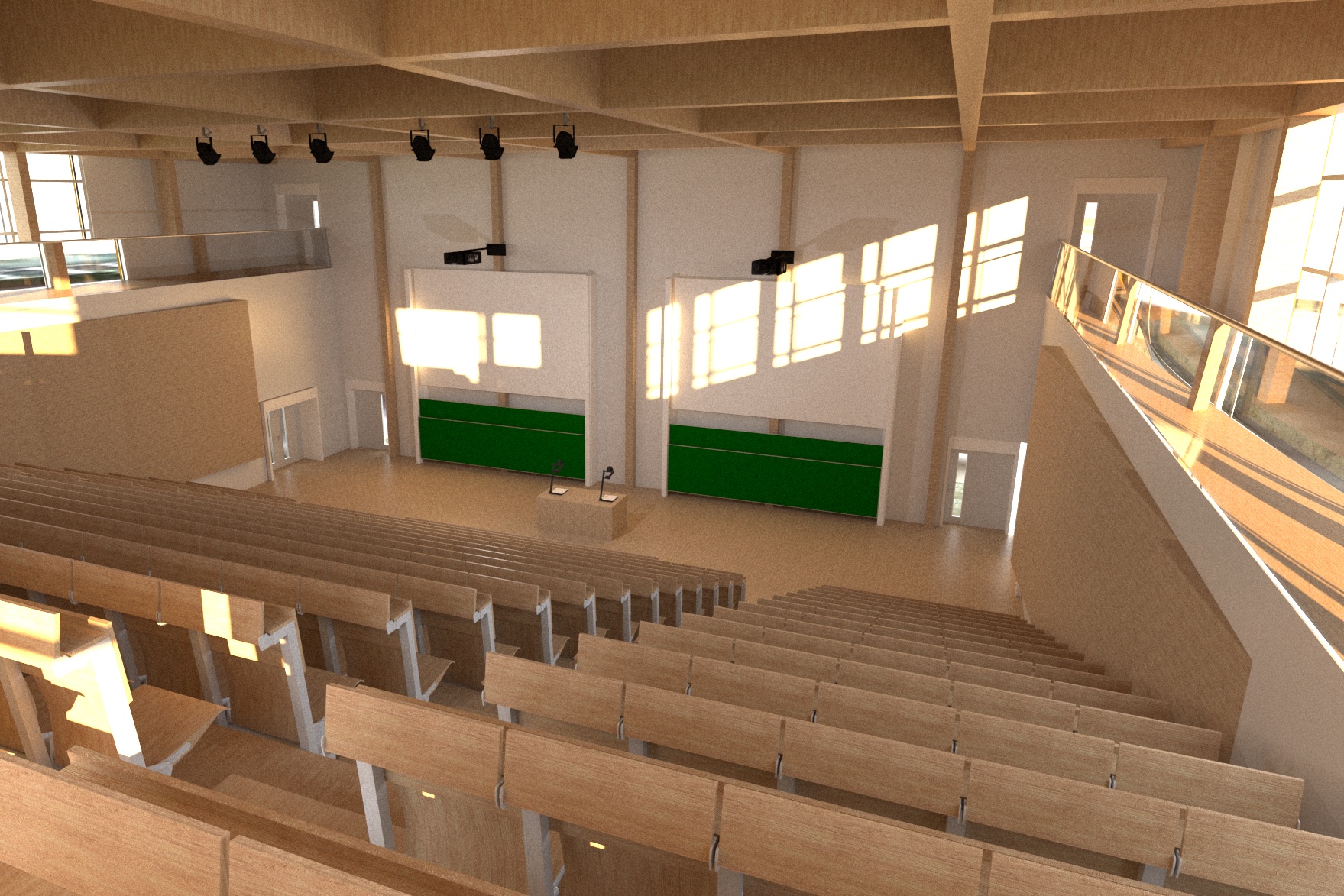 HSBO H9 Hörsaal Beleuchtung Projektion Beschallung Alarmierung Tageslichtsimulation university auditorium projection sound system alam simulation